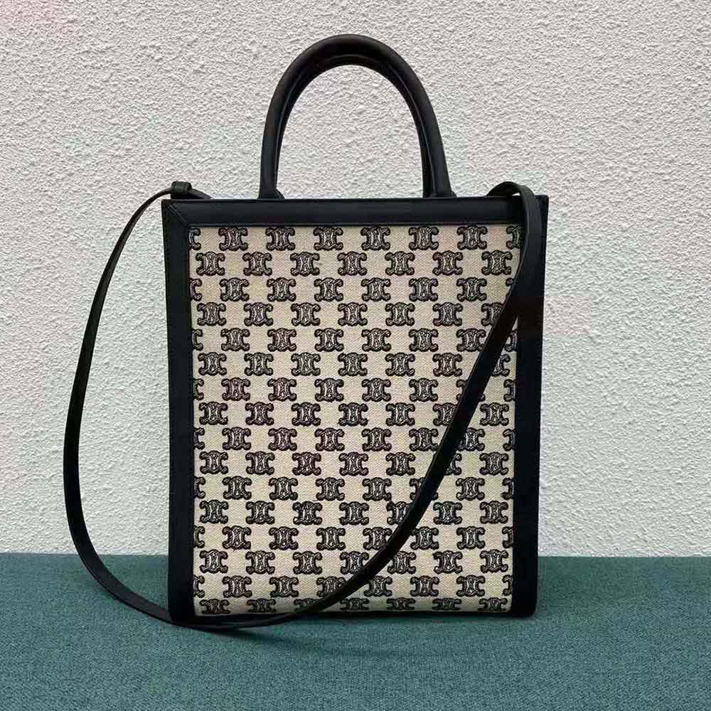 TÚI Celine Women Small Cabas Vertical in Textile with Triomphe Embroidery