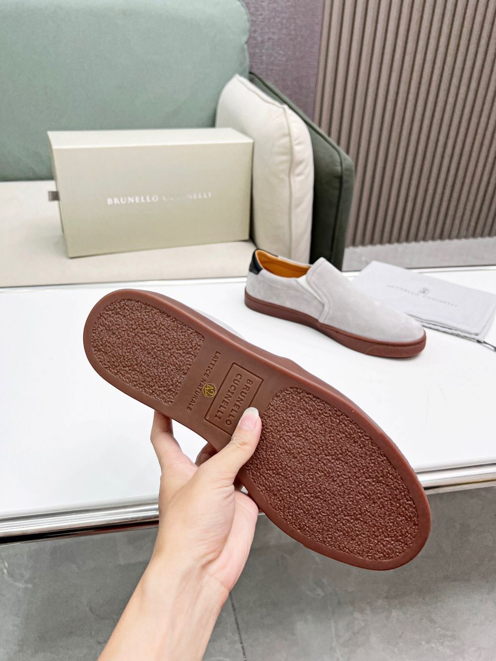 GIÀY BRUNELLO CUCINELLI Suede Grey Slip on shoes