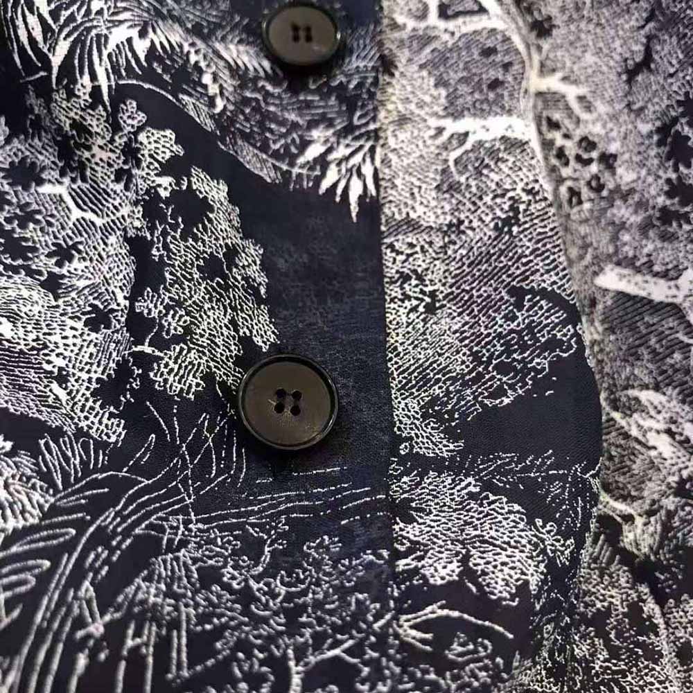 VÁY Dioriviera Mid-Length Dress Navy Blue Cotton Voile with Toile de Jouy Reverse Motif
