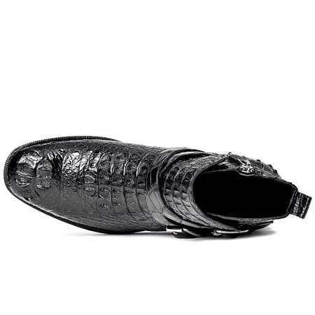 Giày Boots có dây kéo và khóa mắt cá chân da sừng da cá sấu