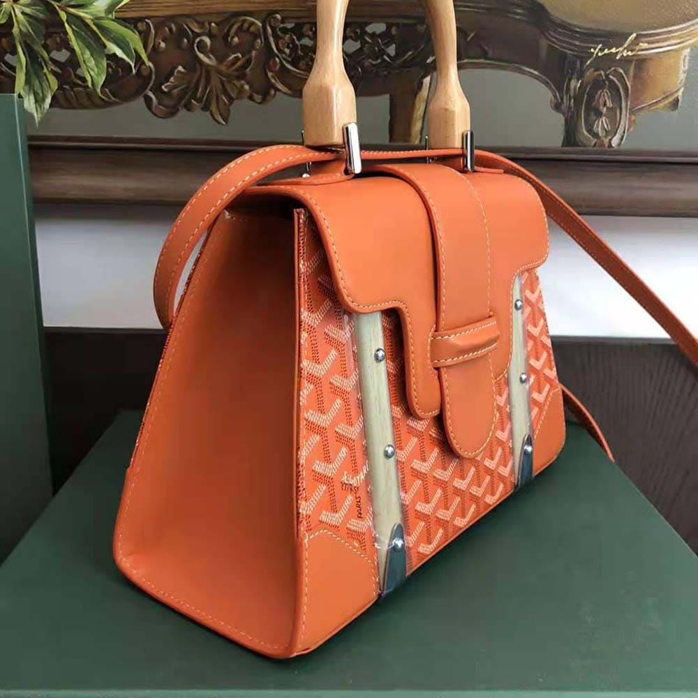 TÚI Goyard Women Sac Saïgon PM in Toile Goyardine & Clamecy Calfskin-Orange