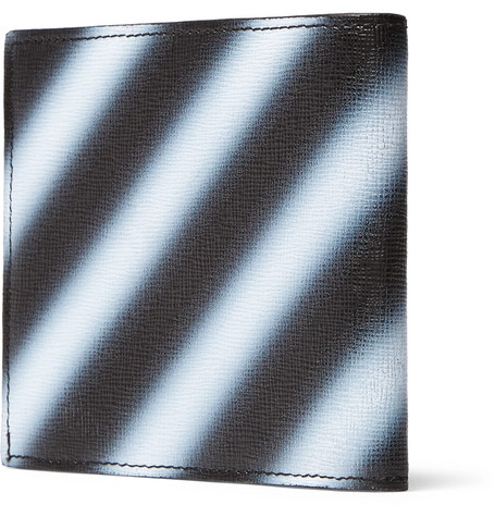 VÍ DA OFF-WHITE Striped Cross-Grain Leather Billfold Wallet