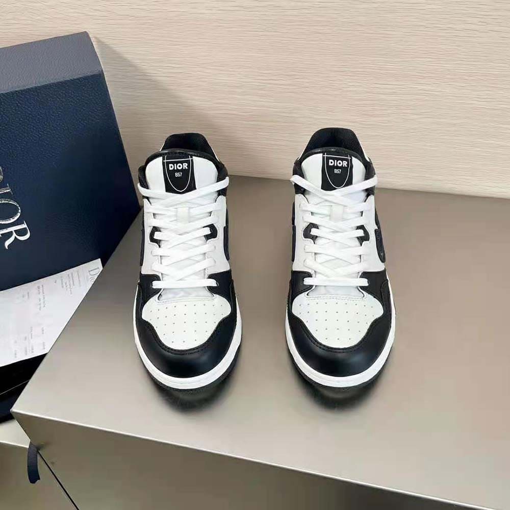GIÀY DIOR B57 Mid-Top Sneaker Black and White Smooth Calfskin