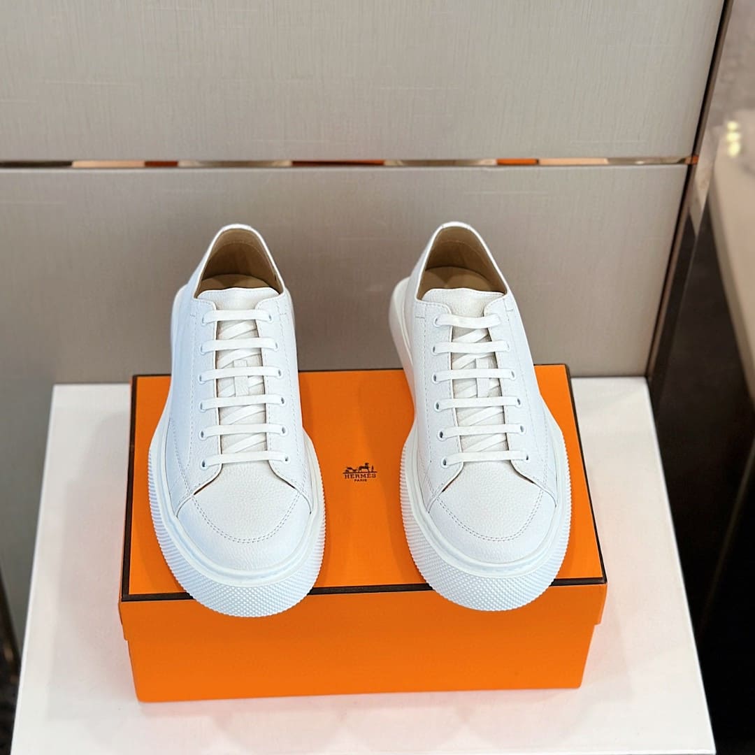 GIÀY HERMES SNEAKER LOW SPORTS CALFSKIN WHITE