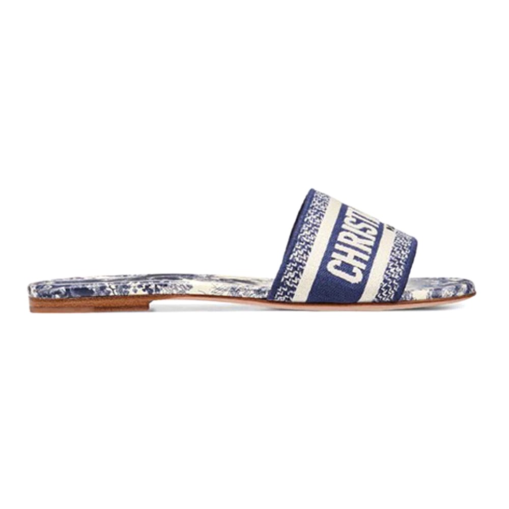DÉP DIOR Dway Mule in Embroidered Cotton Sandal-Navy