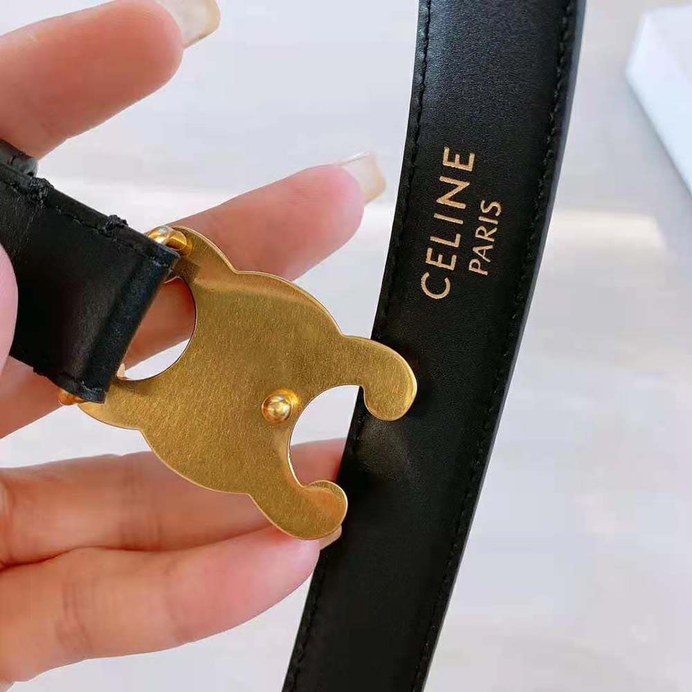 DÂY LƯNG Celine Women Medium Cuir Triomphe Belt in Natural Calfskin-Black
