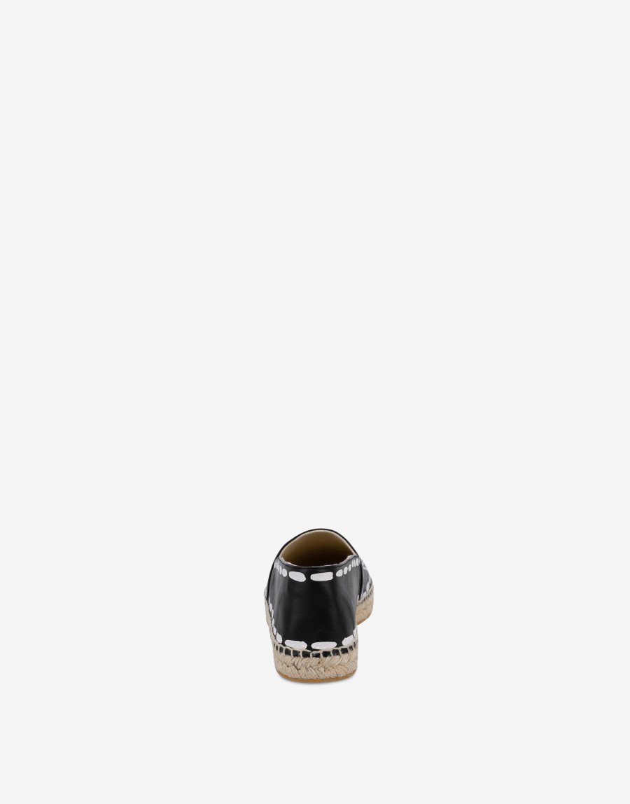 GIÀY MOSCHINO LEATHER ESPADRILLES WITH STITCHING LOGO
