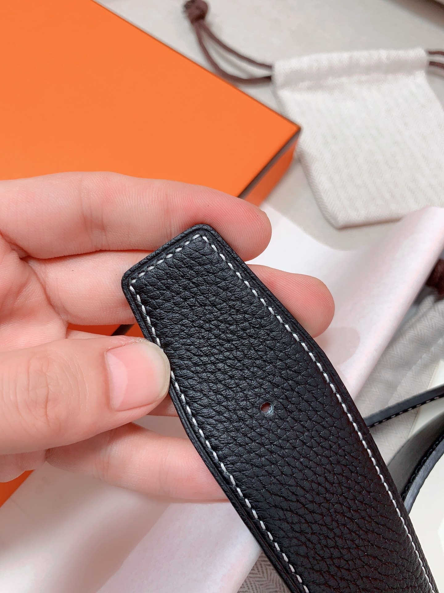 DÂY LƯNG HERMES H Togo leather hai mặt khóa vàng