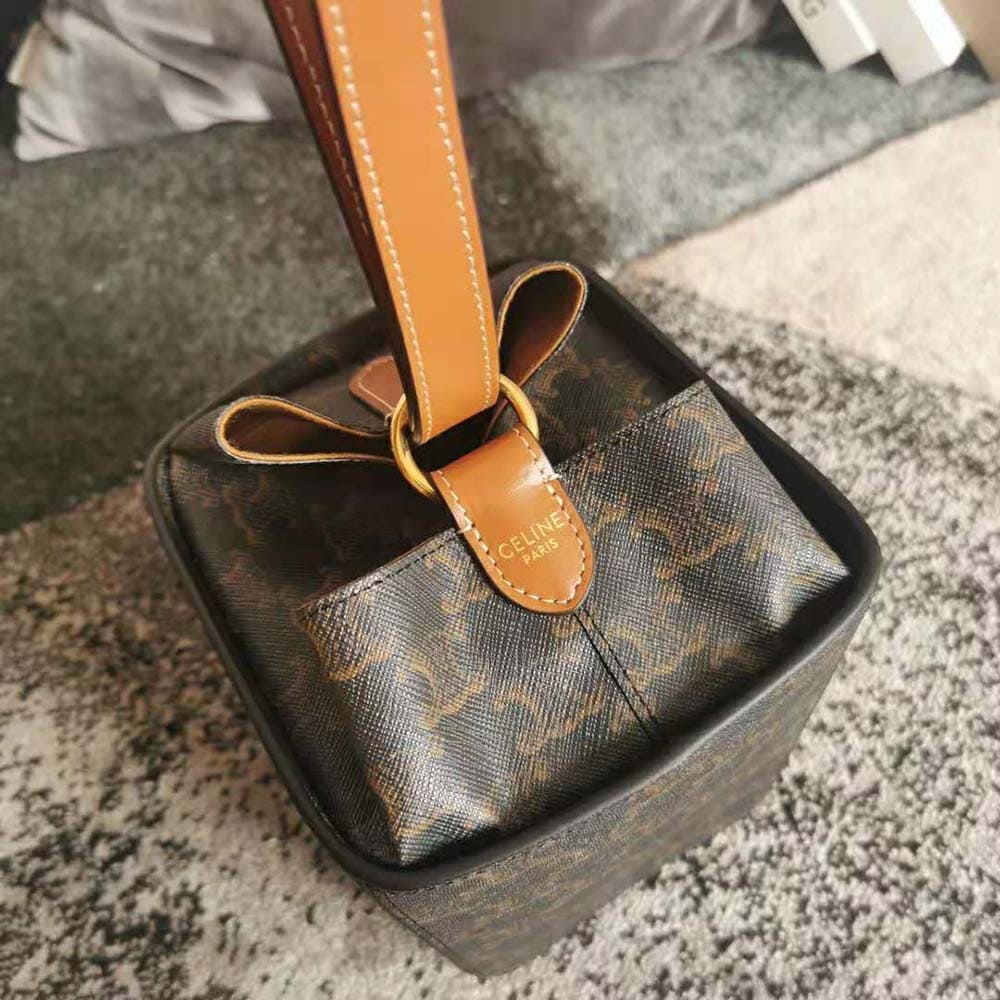 TÚI Celine Women Strap Box in Triomphe Canvas and Calfskin