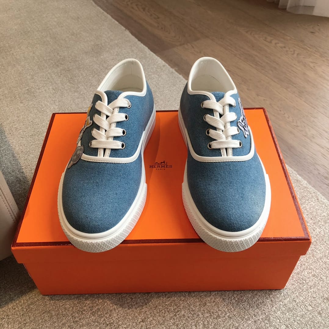 GIÀY HERMES KELLY SNEAKER LOW SPORTS DENIM BLUE AAA