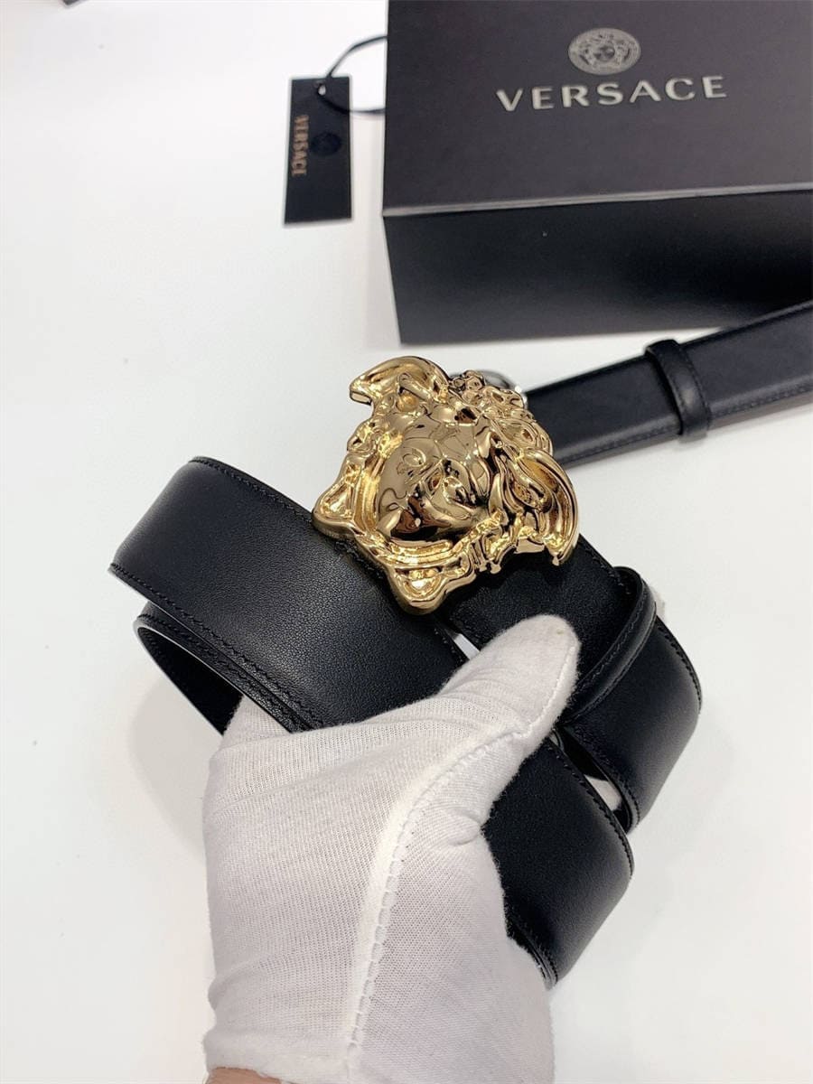 DÂY LƯNG VERSACE MEDUSA HEAD CALFSKIN LEATHER Khóa trắng