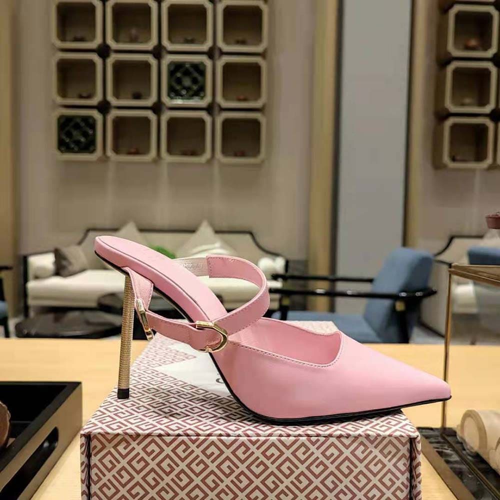 GIÀY Givenchy Women Voyou Slingbacks in Leather-Pink