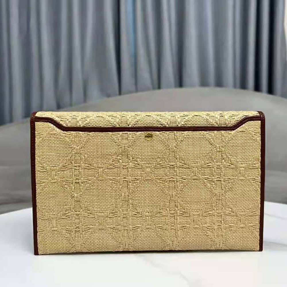 TÚI Dior Women 30 Montaigne Avenue Pouch with Flap Natural Cannage Raffia