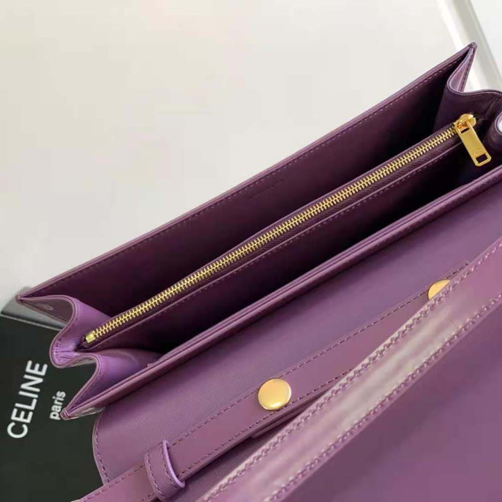TÚI Celine Women Trapeze Triomphe Bag in Shiny Calfskin-Purple