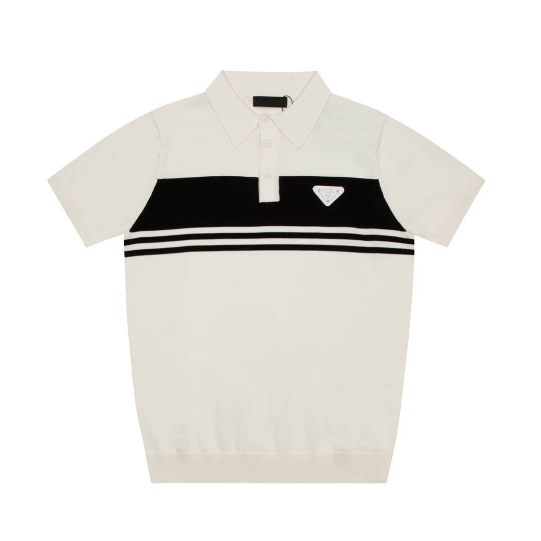 ÁO PRADA POLO SHIRT WHITE MÀU TRẮNG THUN DỆT KIM