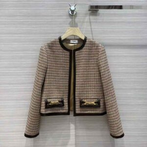 ÁO Celine Women Chasseur Jacket in Houndstooth Wool
