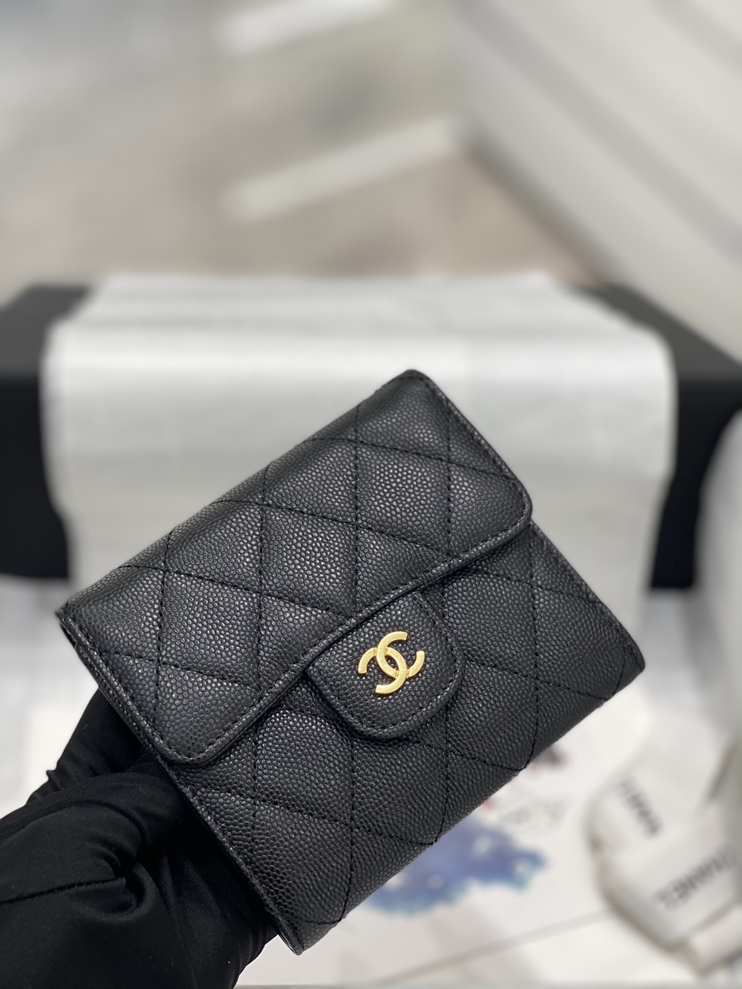 VÍ CHANEL CF CAVIAR BLACK DA HAAS