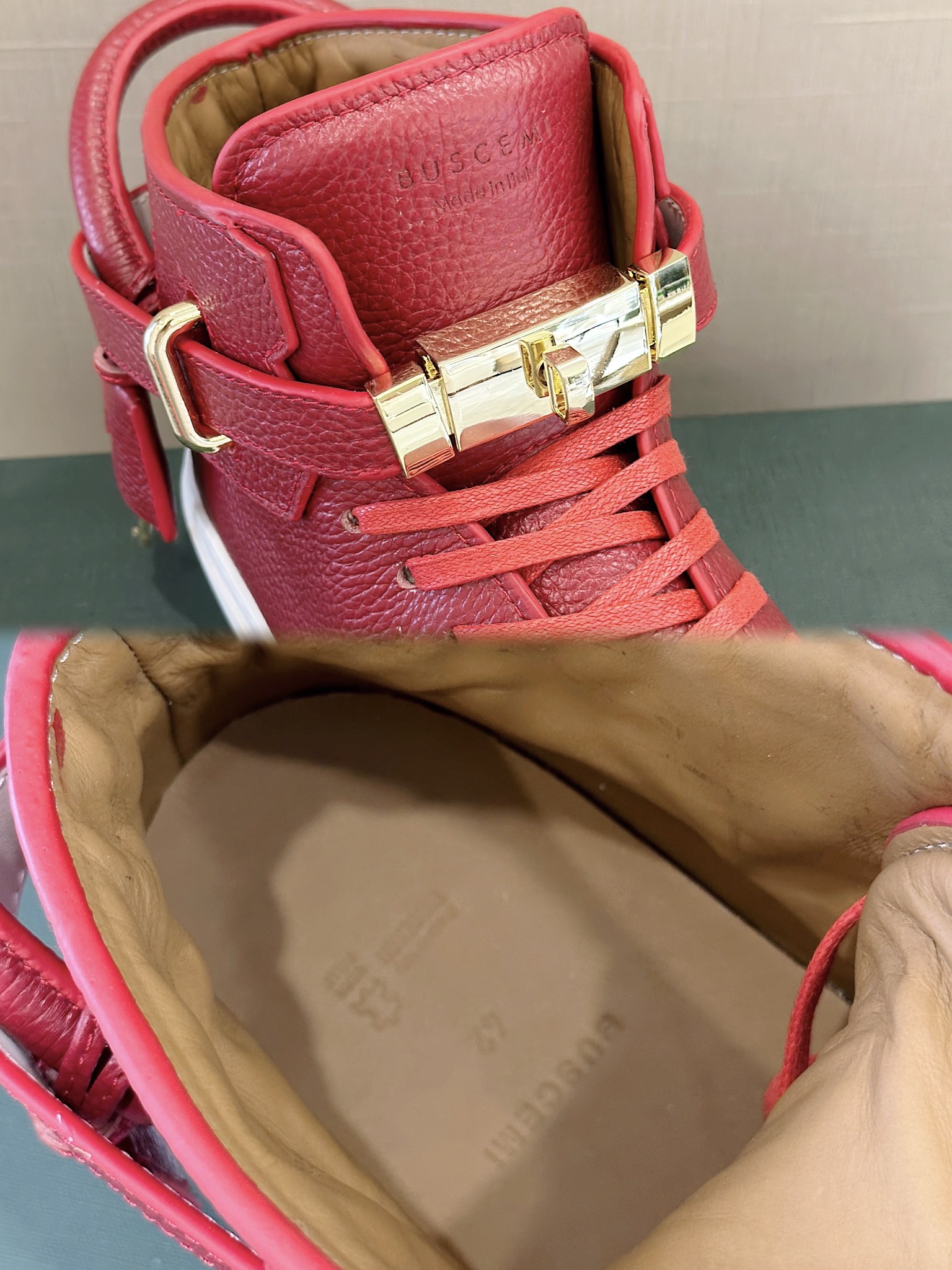 GIÀY BUSCEMI RED HIGH TOP SHOES AAA