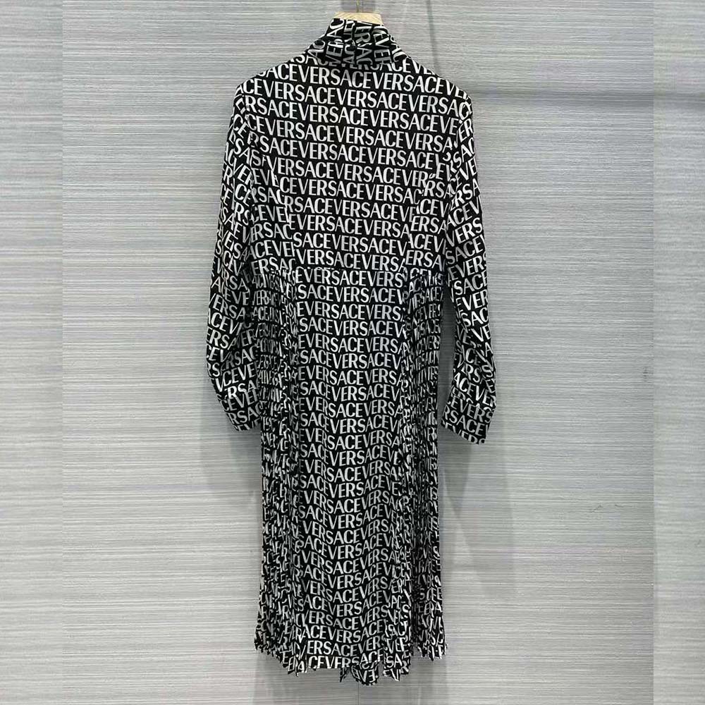 VÁY Versace Women Allover Midi Shirt Dress-Black