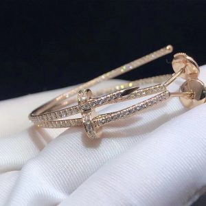 Bông tai Cartier Juste Un Clou kim cương dạng vòng lớn vàng hồng 18K