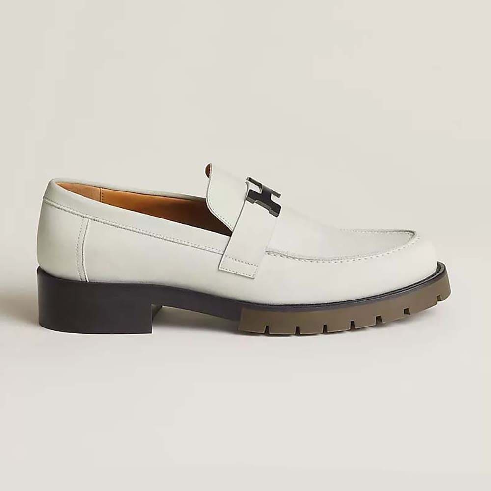 GIÀY HERMES Men Gregoire Loafer in Nubuck-White TOP QUALITY SHOES AAA