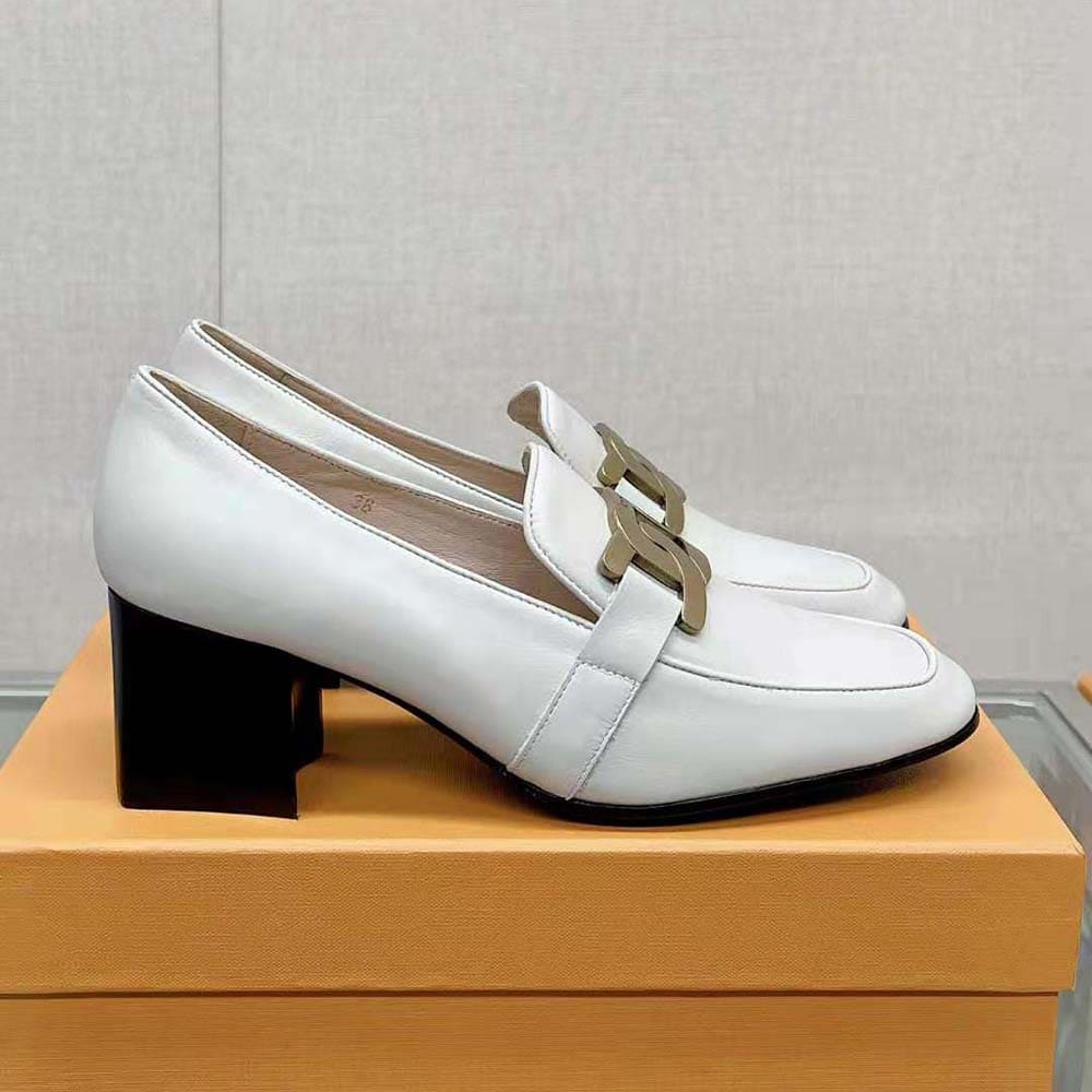 GIÀY TODS Women Kate Loafers in Leather With Heel-White