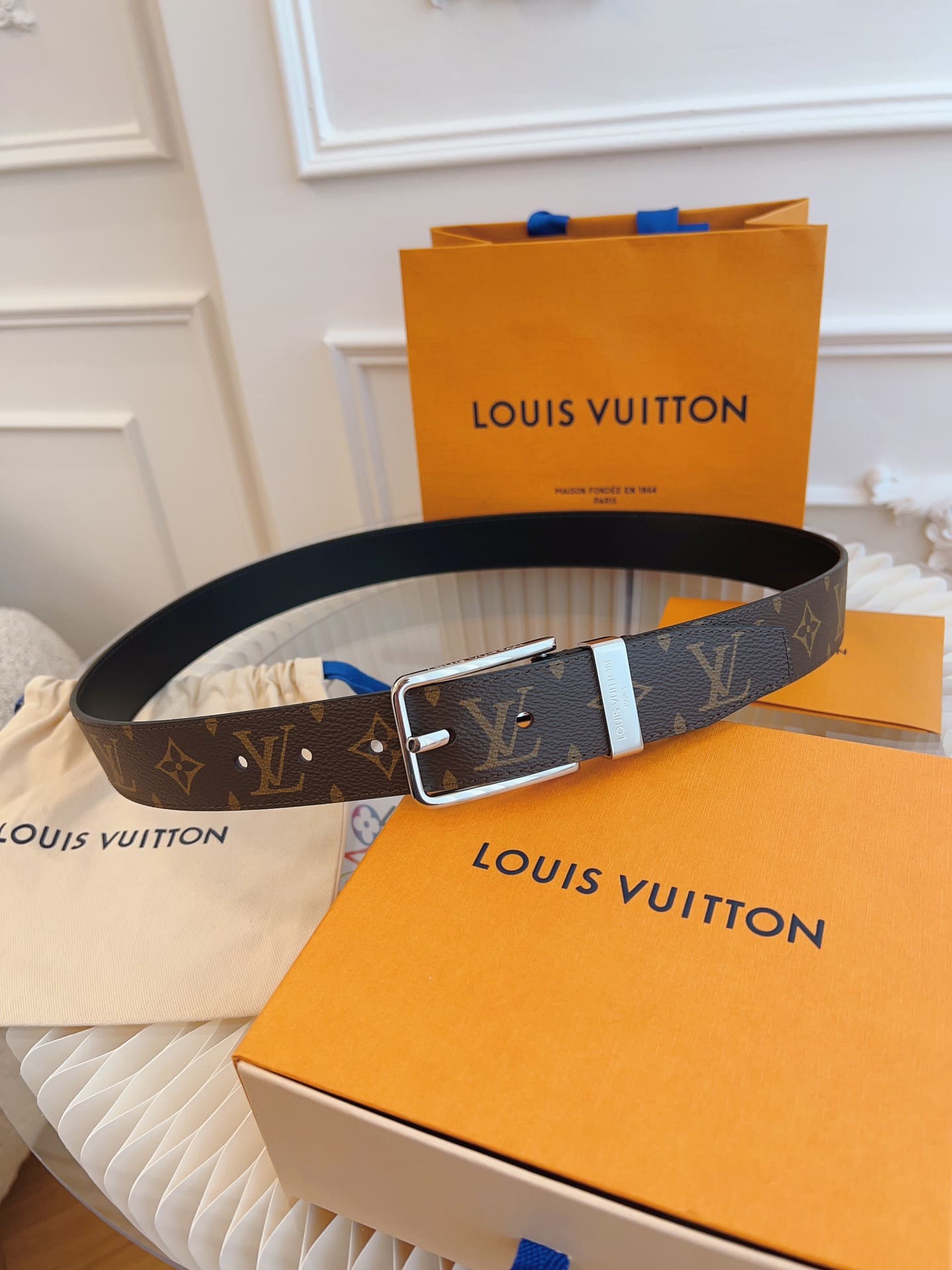 DÂY LƯNG LOUIS VUITTON BROWN MONOGRAM LEATHER Khóa bạc