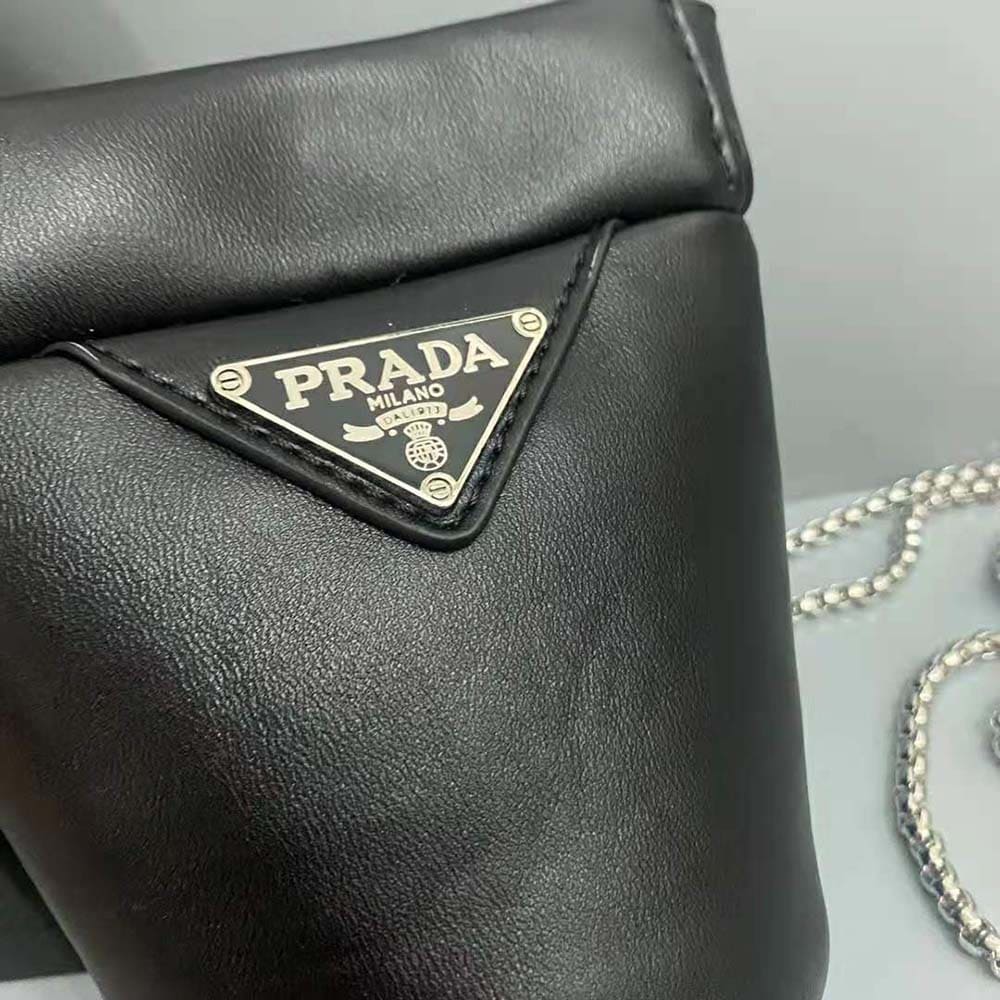 TÚI Prada Women Nappa Leather Mini-pouch with Necklace-Black