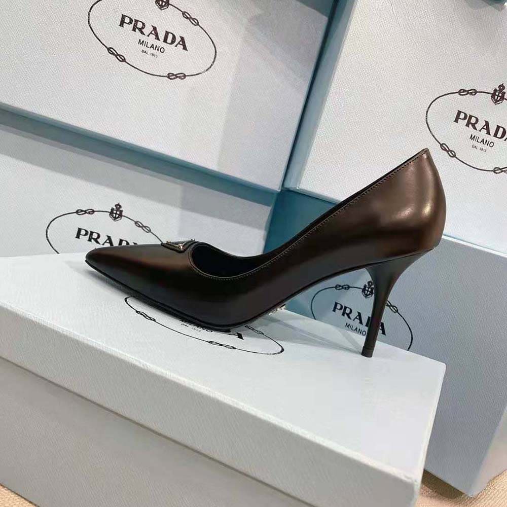 GIÀY Prada Women Brushed Leather Pumps-Black
