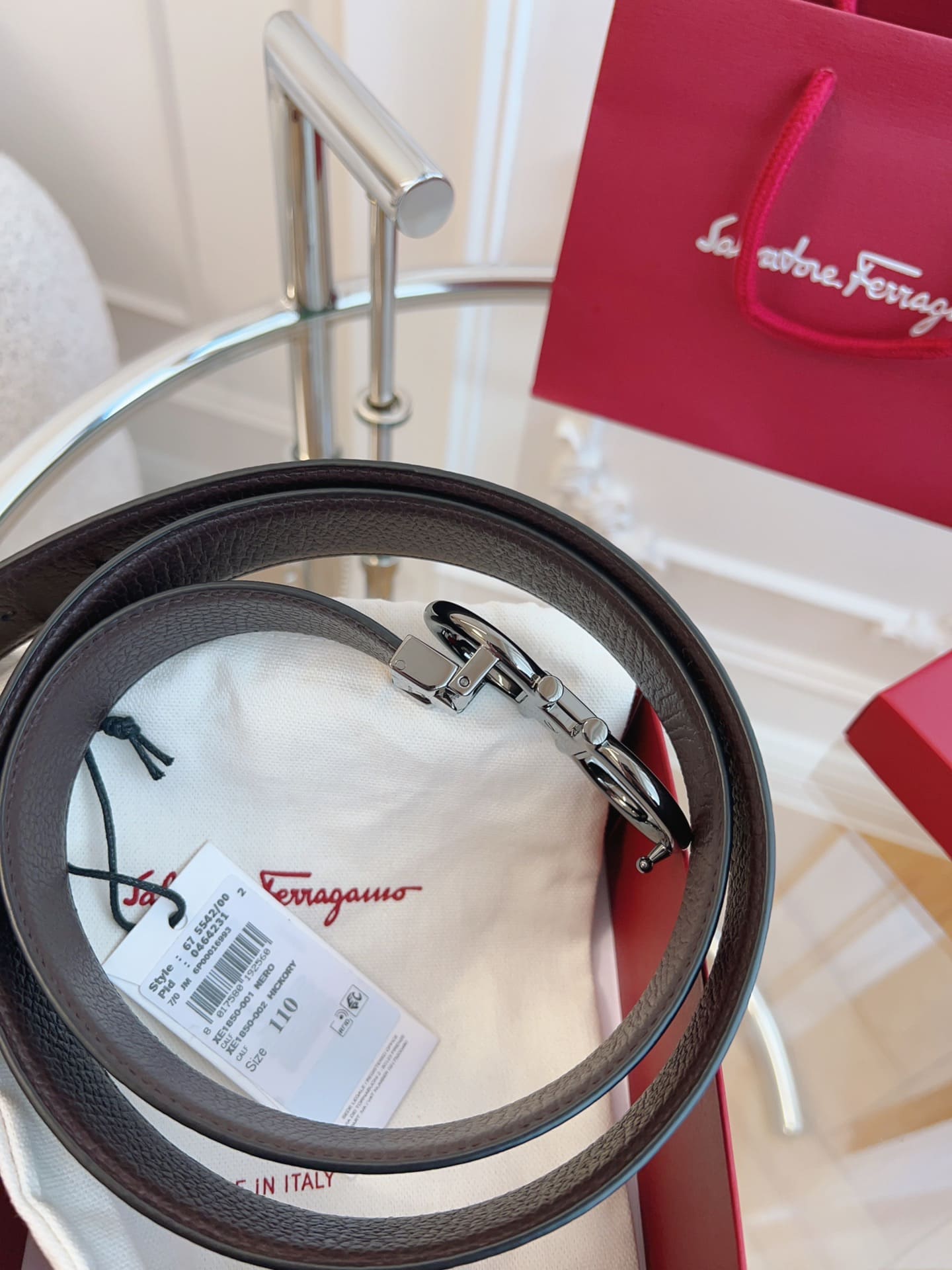 DÂY LƯNG Salvatore Ferragamo Adjustable Gancini Belt Khóa bạc