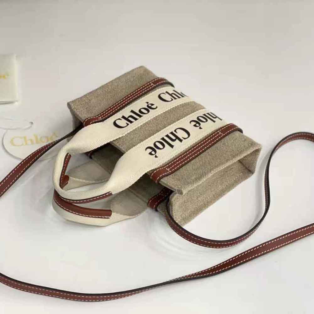 TÚI Chloe Women Mini Woody Tote Bag-Brown