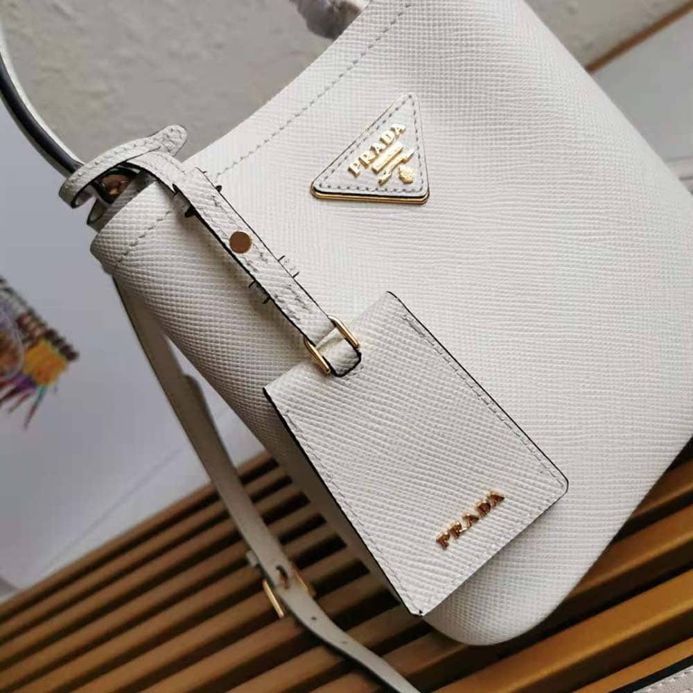 TÚI Prada Women Small Saffiano Leather Prada Panier Bag-White