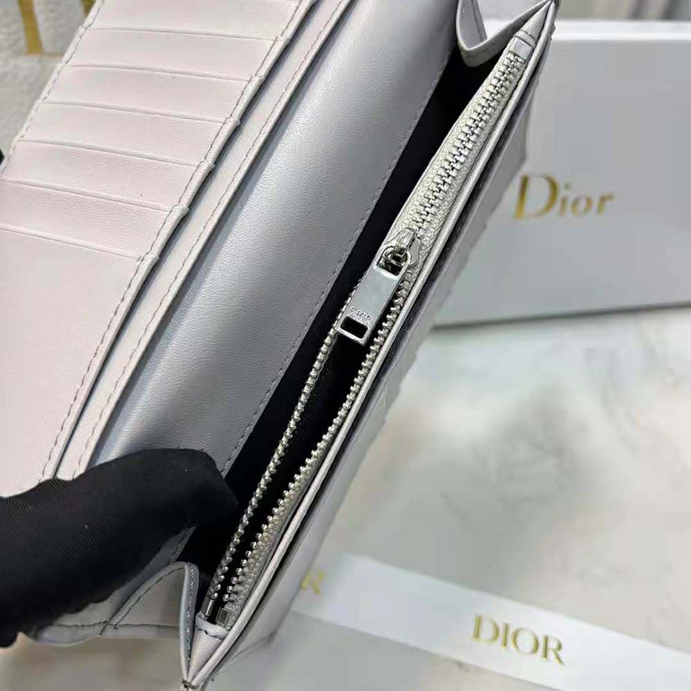 Ví Dior Vertical Long Wallet Gray Dior Oblique Galaxy Leather
