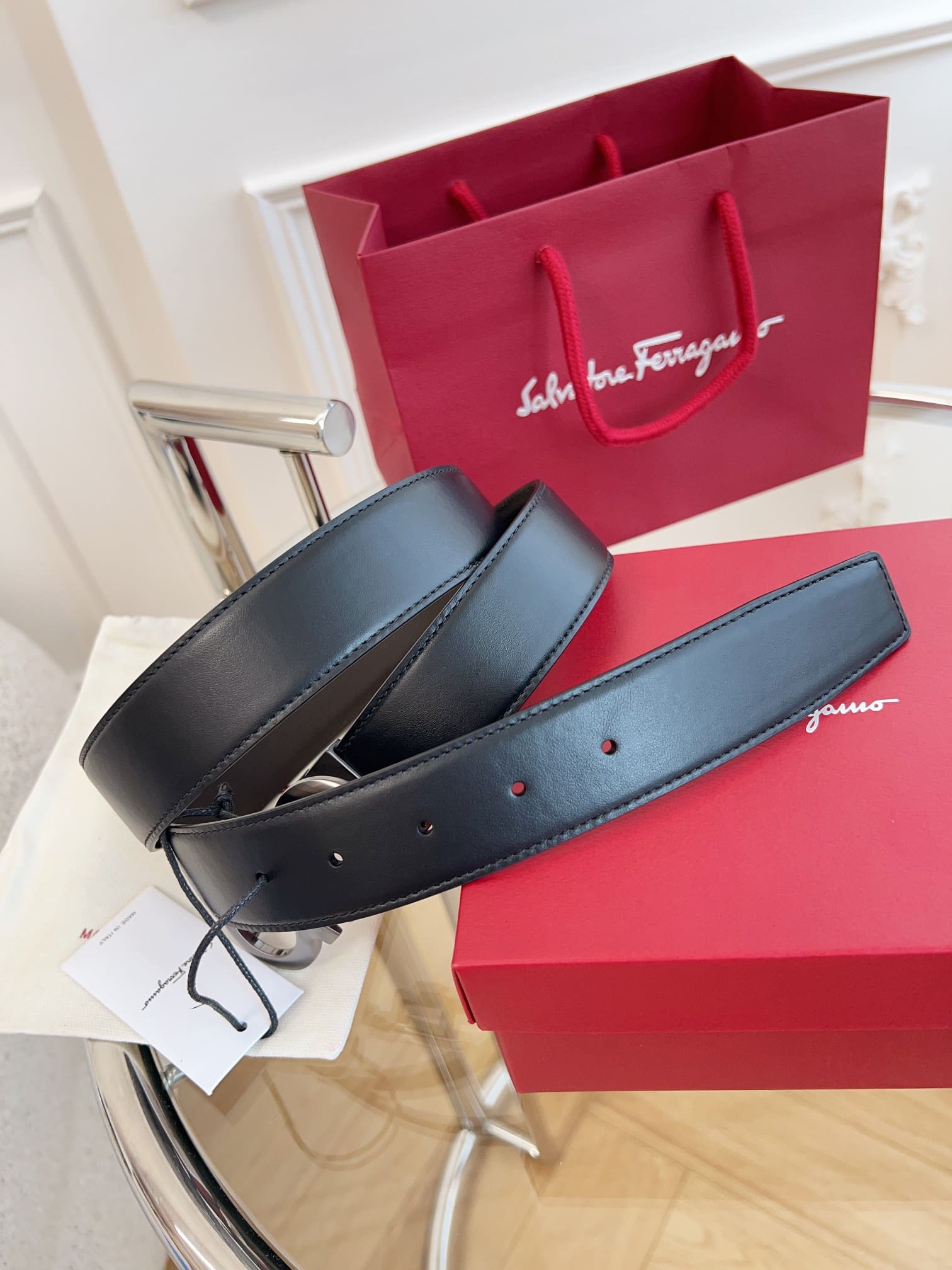DÂY LƯNG Salvatore Ferragamo Adjustable Gancini Belt Khóa bạc