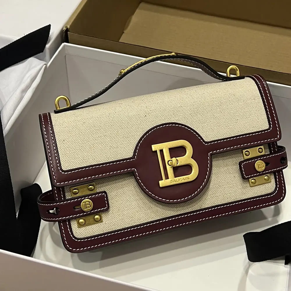 TÚI BALMAIN Women B Buzz 24 Canvas and Leather Bag