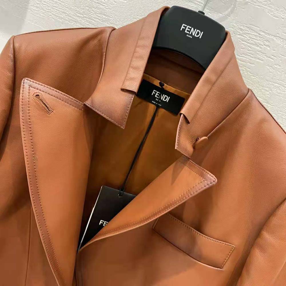 ÁO Fendi Women Shaded-Effect Tan Leather Jacket