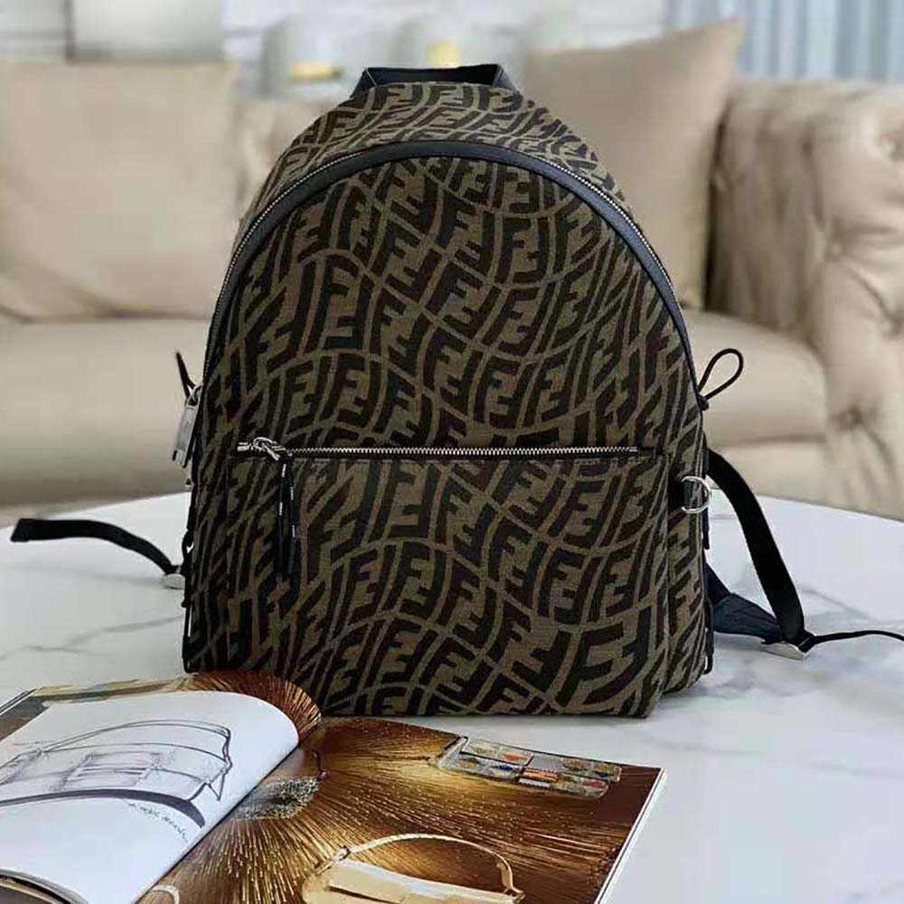 BALO Fendi Women Backpack in Brown FF Vertigo Fabric