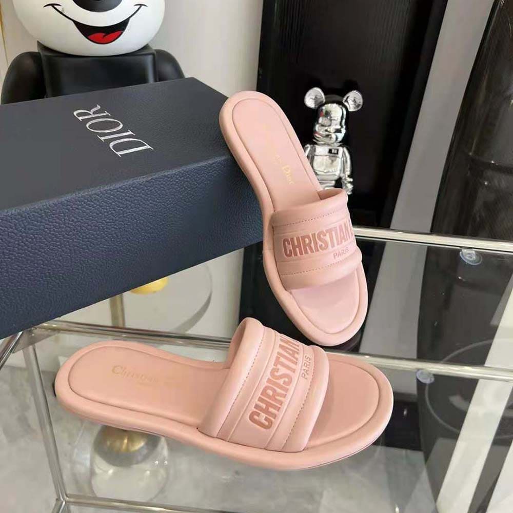 DÉP Dior Women Every-D Slide Pink Embossed Lambskin