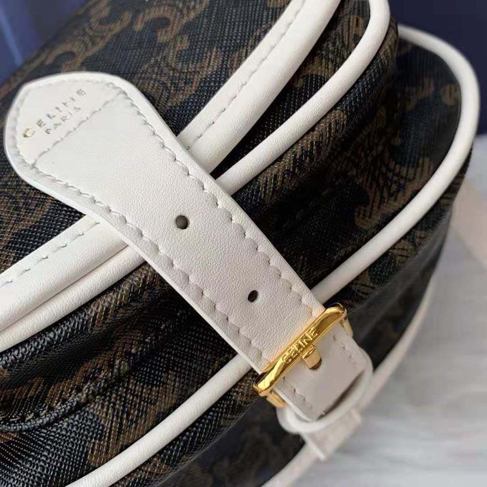 TÚI Celine Women Medium Folco Bag in Triomphe Canvas-White