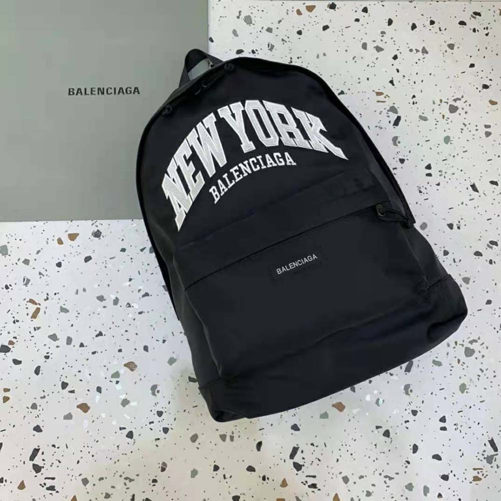 BALO BALENCIAGA Cities NEWYORK Explorer Backpack in Black and White Recycled Nylon