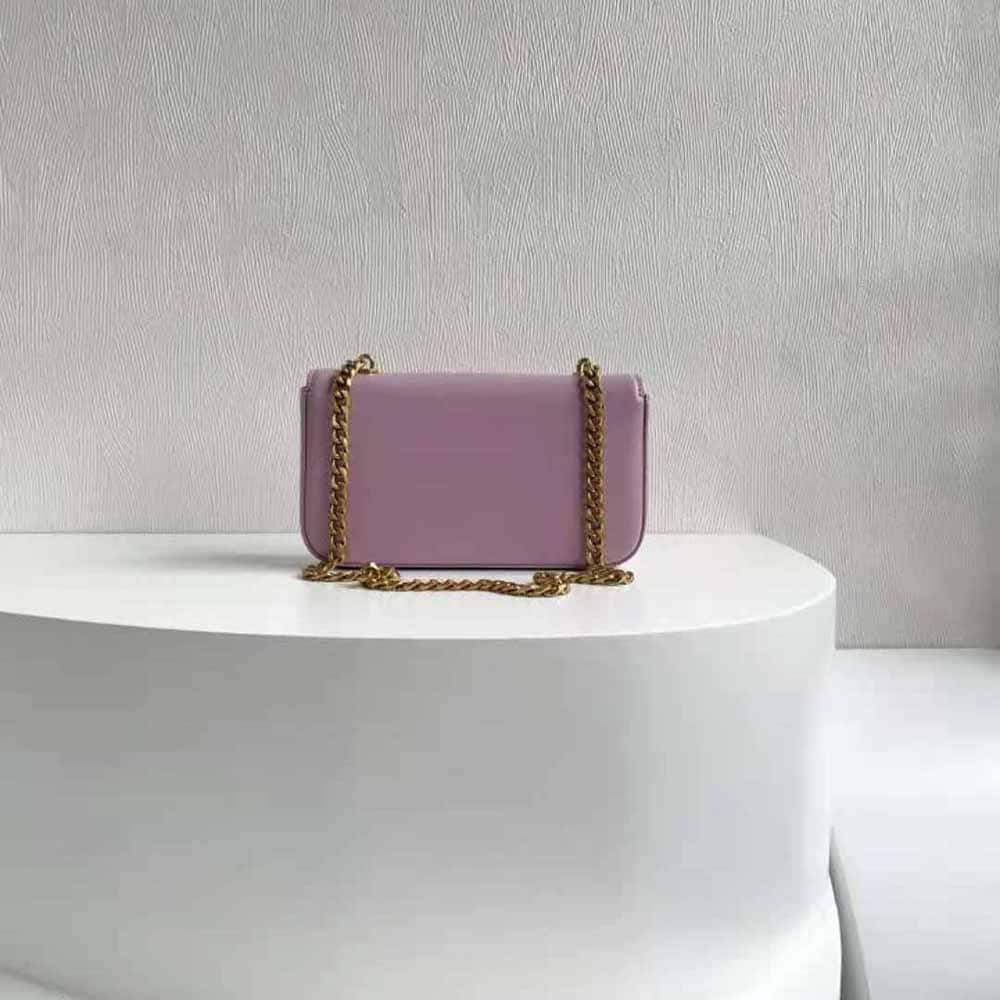 TÚI Celine Women Chain Shoulder Bag Cuir Triomphe in Shiny Calfskin-Pink