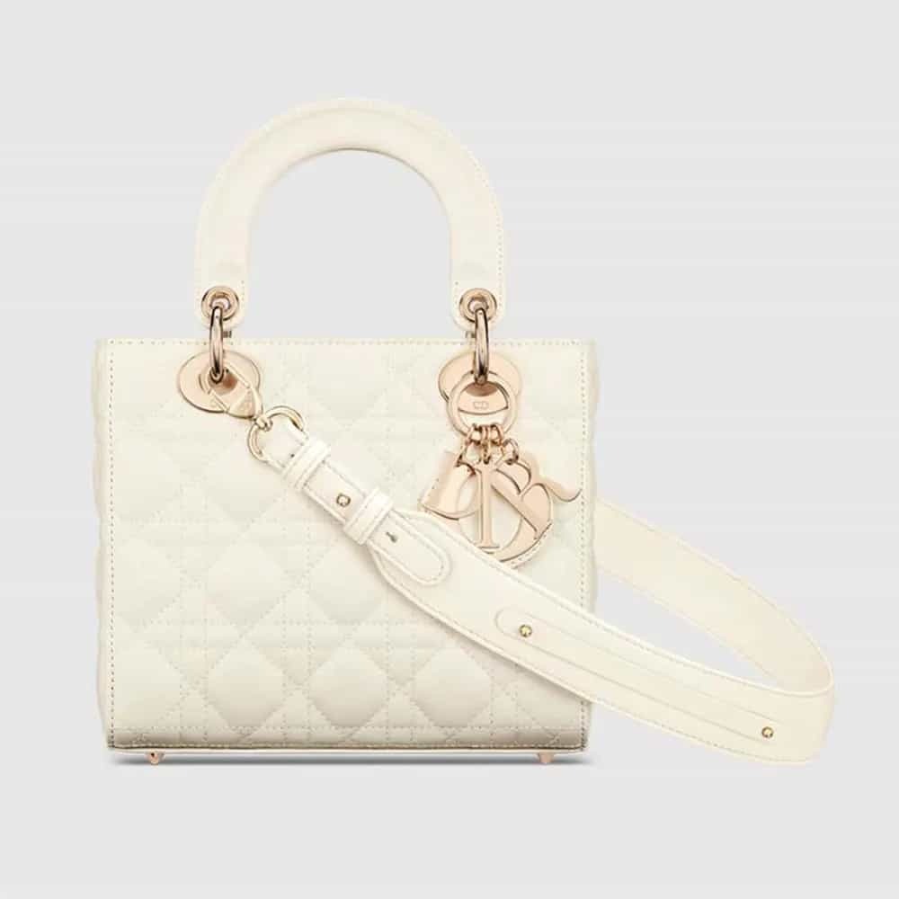 TÚI Dior Women Small Lady Dior My ABC Dior Latte Cannage Lambskin da cừu