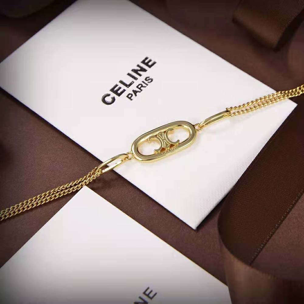 Vòng cổ Celine Maillon Triomphe Bracelet in Brass with Gold Finish