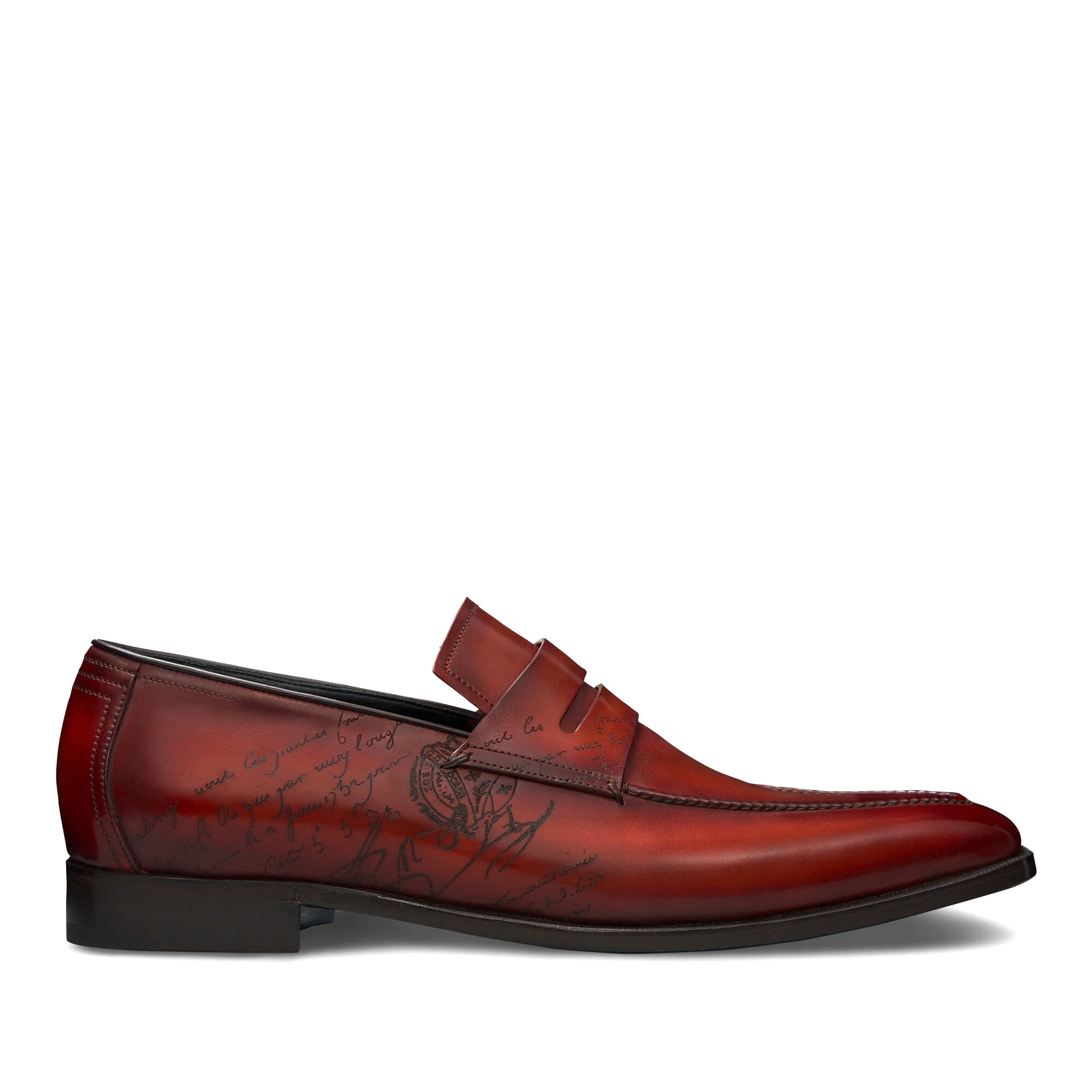 GIÀY BERLUTI Andy Demesure Scritto Leather Loafer Terra Di Sienna
