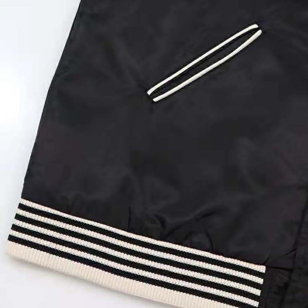 ÁO Celine Embroidered Teddy Jacket in Satin-finish Nylon-Black