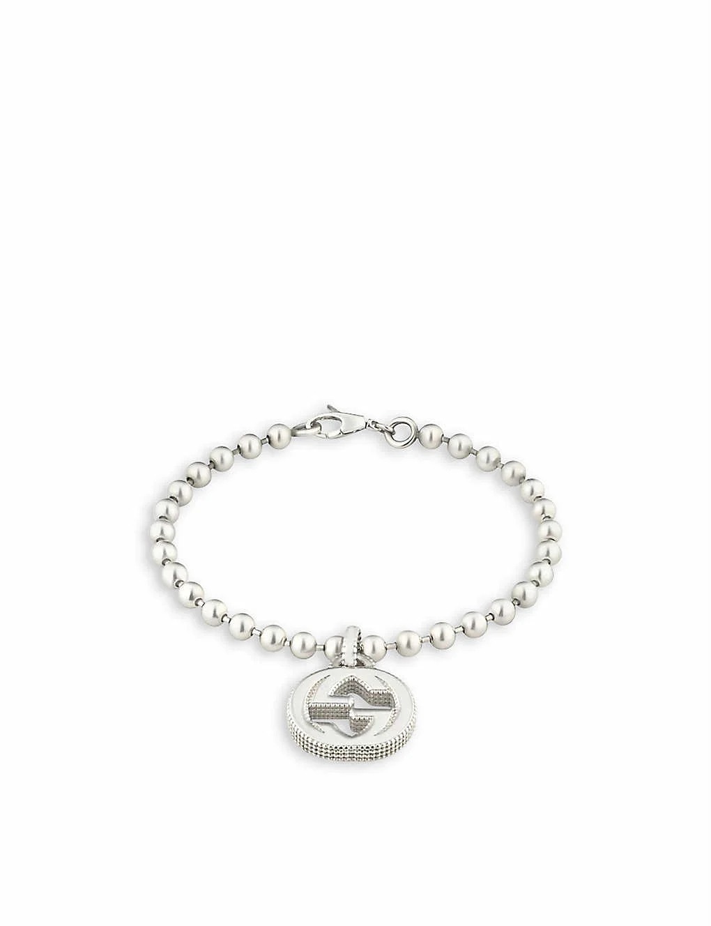 LẮC TAY GUCCI Interlocking GG-charm 925 sterling-silver chain bracelet LẮC TAY GUCCI Interlocking GG-charm 925 sterling-silver chain bracelet