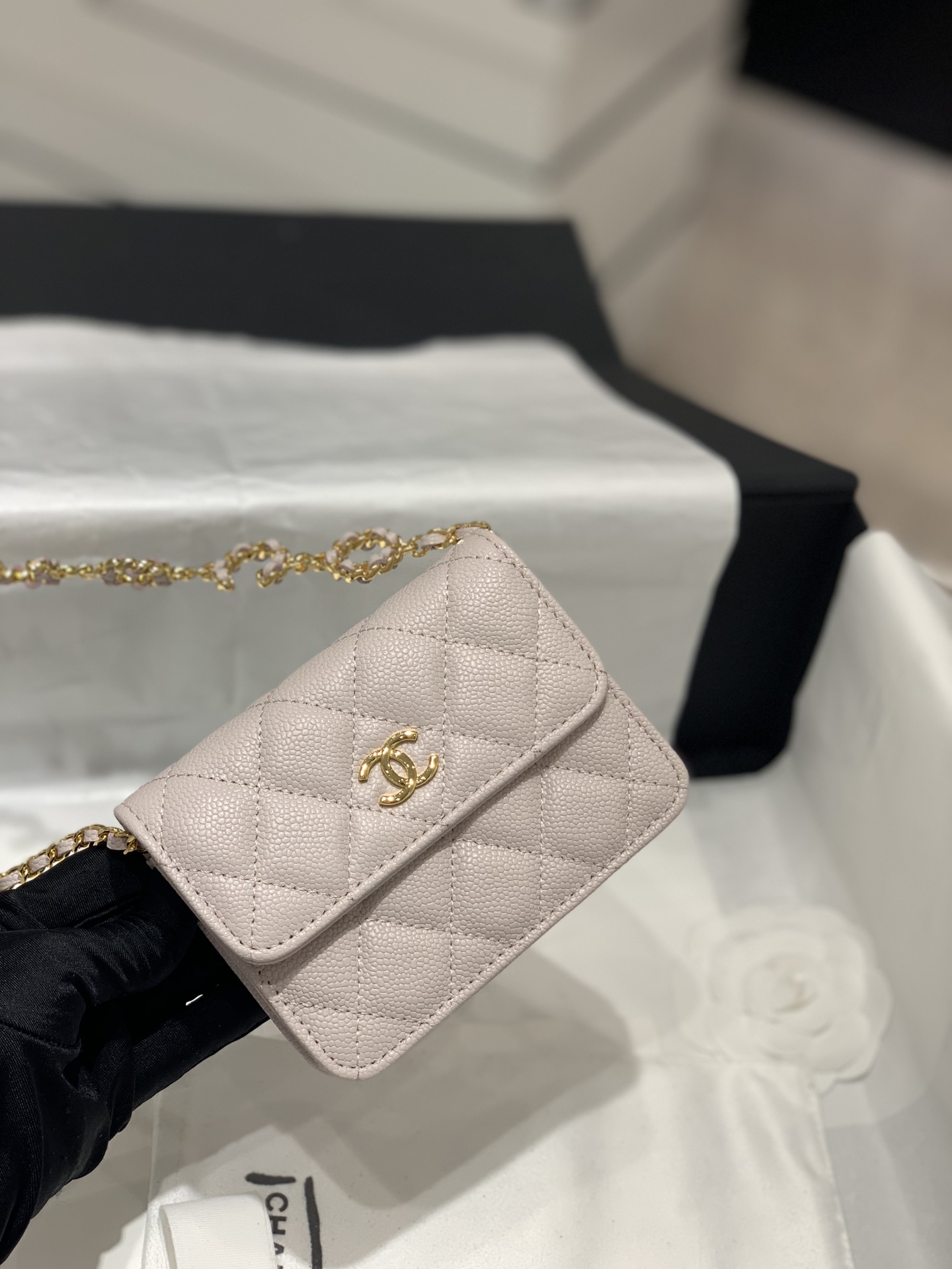 TÚI CHANEL WOC LOGO COCO CAVIAR GREY DA HAAS 13.5