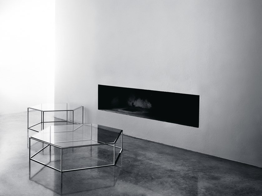 BÀN TRÀ CODOTTI Hexagonal crystal and steel coffee table