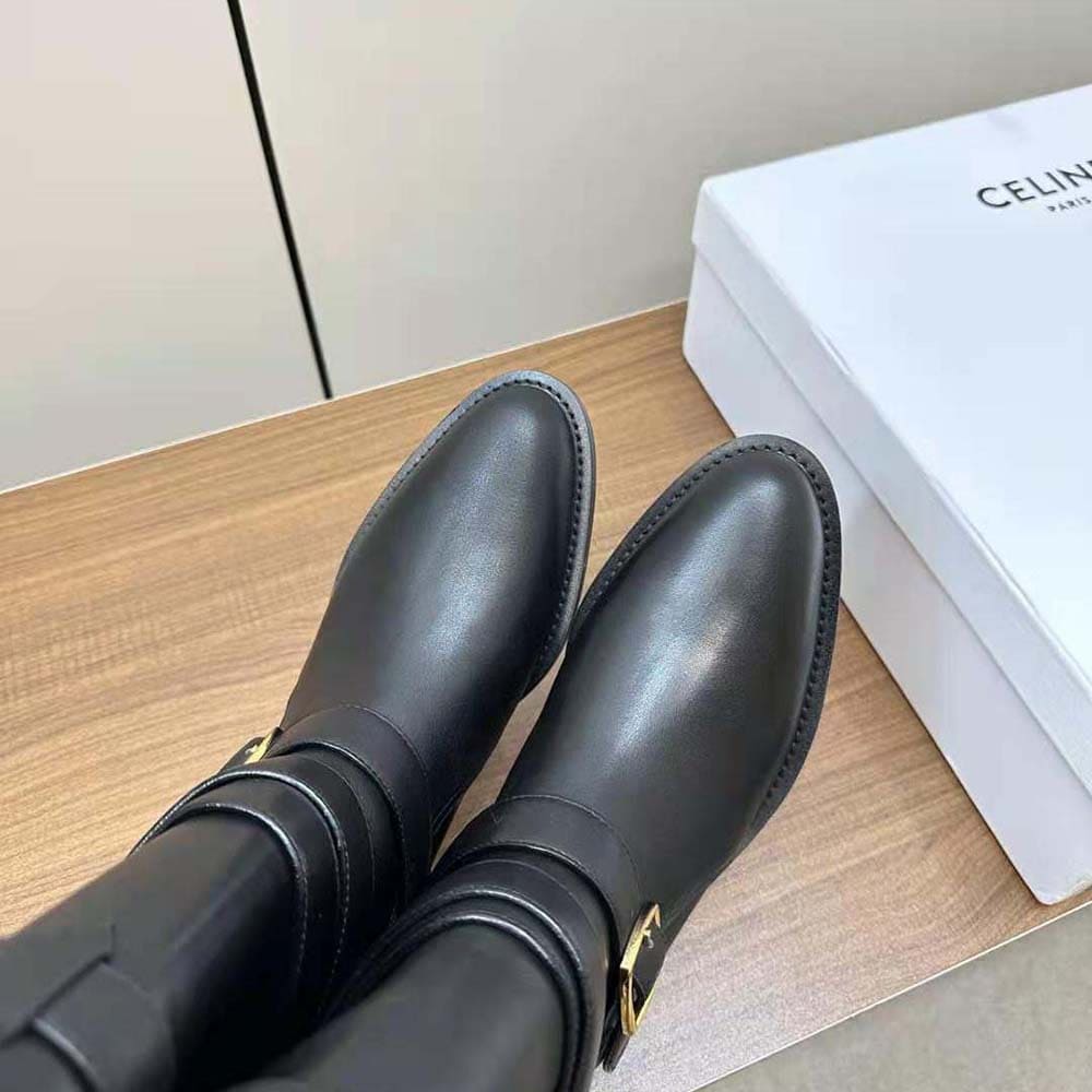 GIÀY Celine Women Celine Lyra Triple Buckles Boot in Calfskin-Black