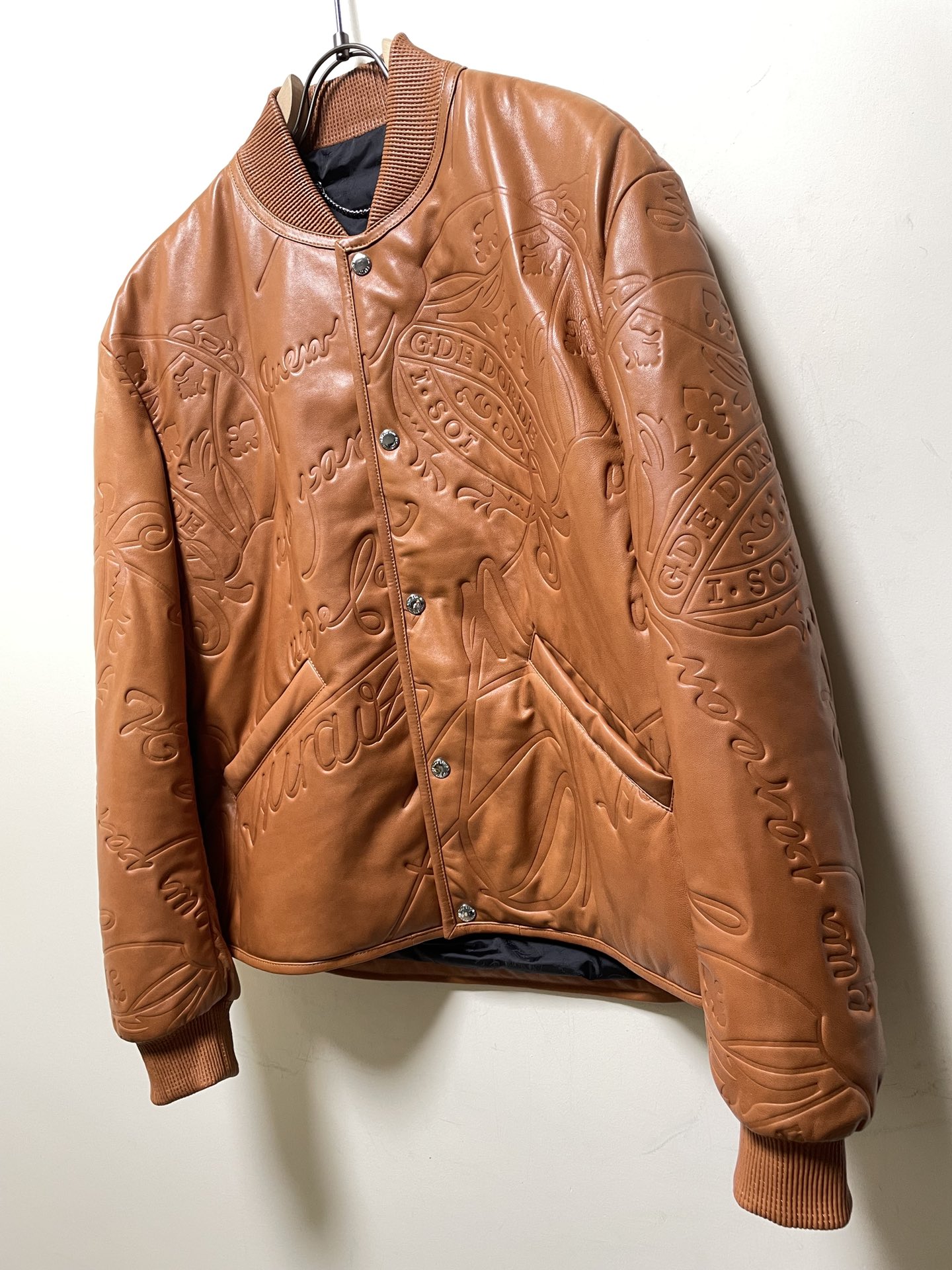 ÁO BERLUTI LEATHER JACKET AMBER